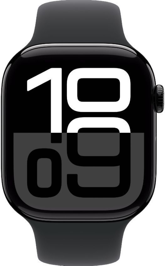 Apple Watch Series 10 (Cellular + GPS) - 64GB - 46mm - Jet Black Aluminum Case with Black Rubber Sport Band - One Size