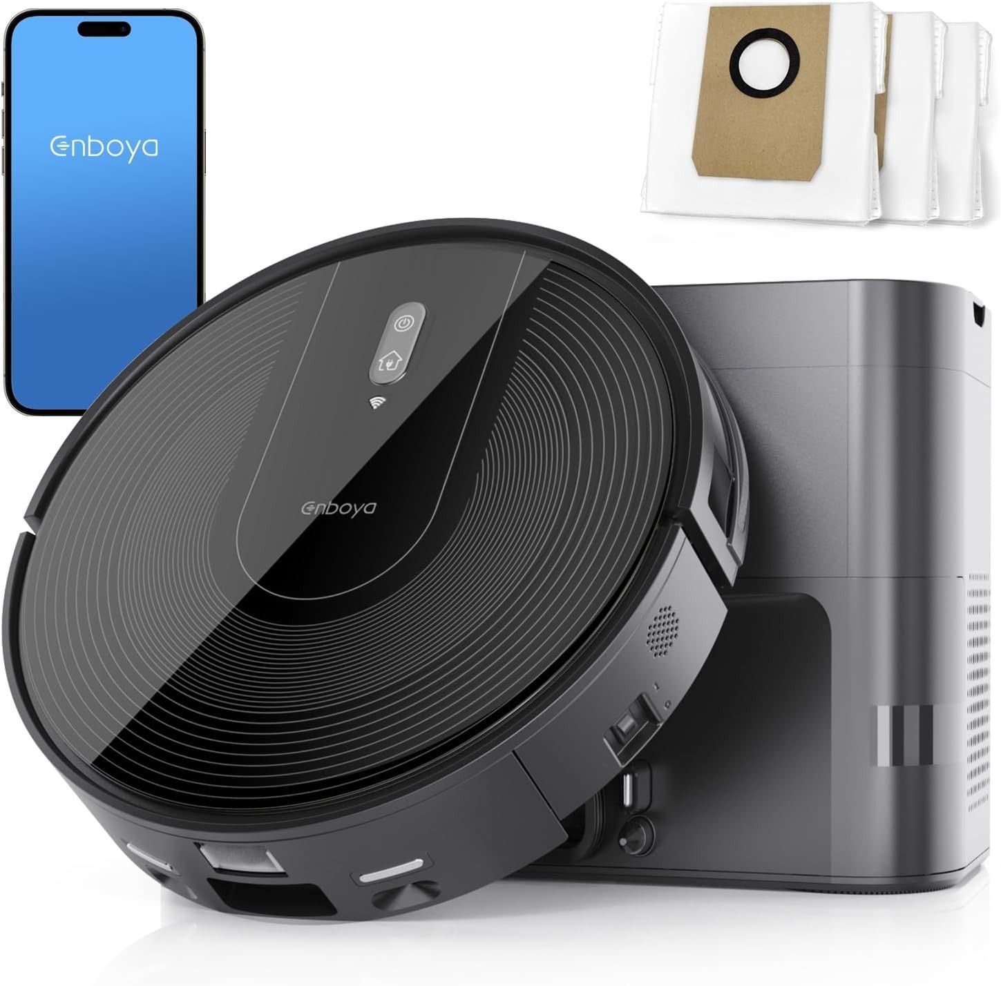 Enboya D60+ Robot Vacuum Cleaner with Self-Empty Base 9000Pa