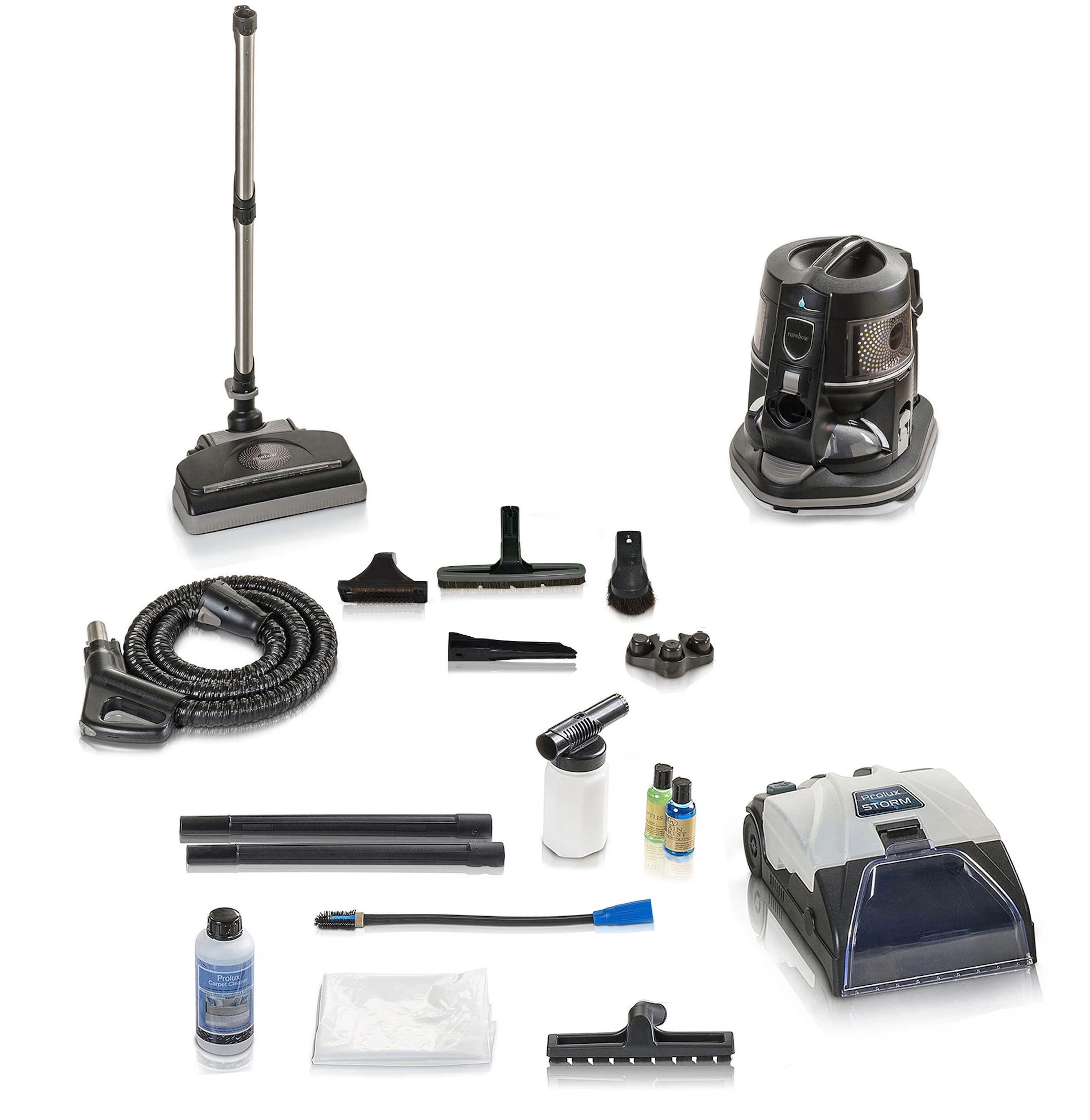Rainbow E2 Black 2 Speed Vacuum Cleaner with 10pc Prolux Storm Shampooer Bundle